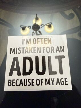 Sticker Sheet with Bold Black Text - "Adult"